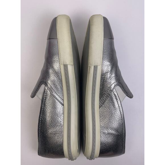 Miu Miu Silver Leather Pointed Toe Slip On Sneakers Loafers Sz 5.5 Prada - Picture 7 of 10